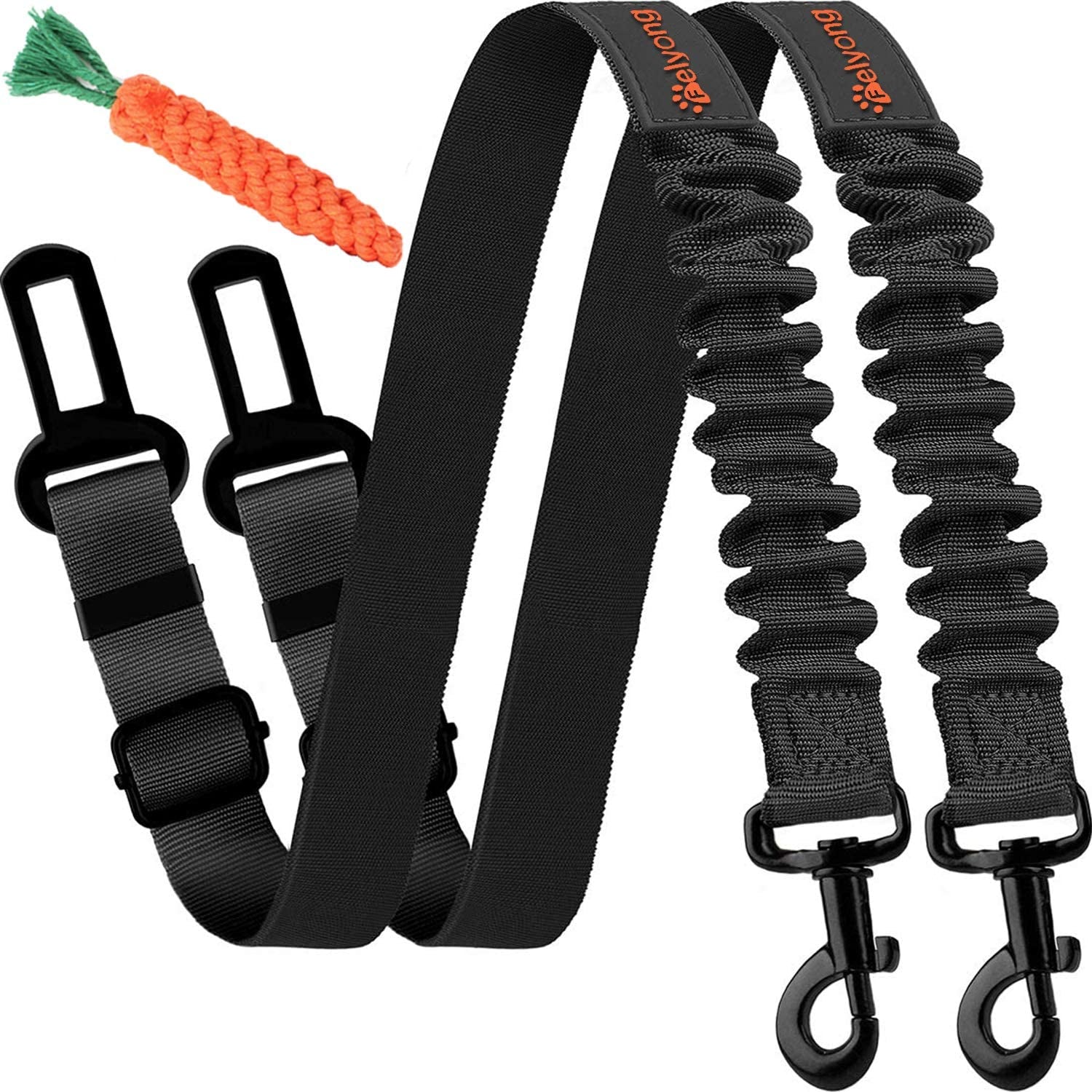 Dog Seatbelt, Ajustable Dog Car Harness Strap, Stretchy Pawsafe Pet Dog Seat Belt (2+1Packs)